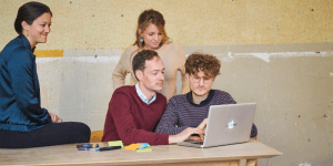 Natalie Sennes, Hendryk Obenaus, Stefan Schneider und Kerstin Nethen entdecken die Prinzipien Kollektiver Führung